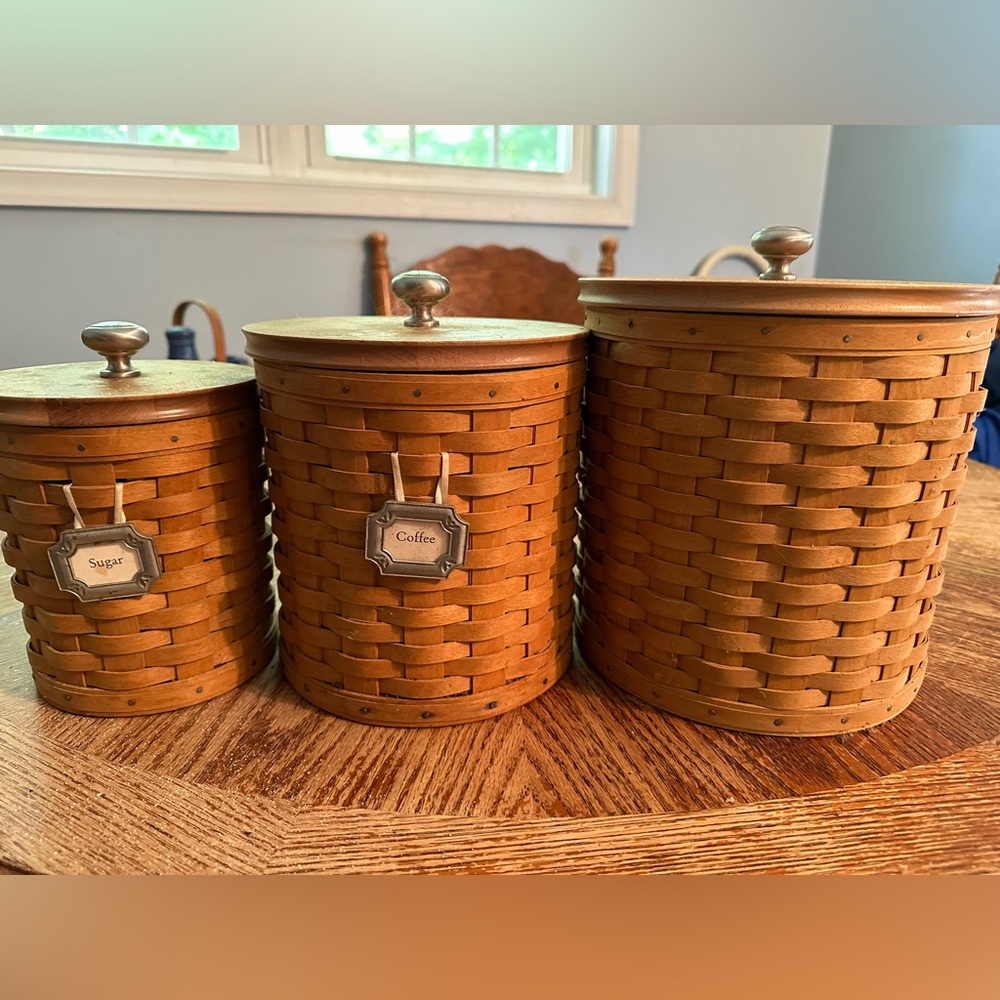 3 set longaberger kitchen canister set.